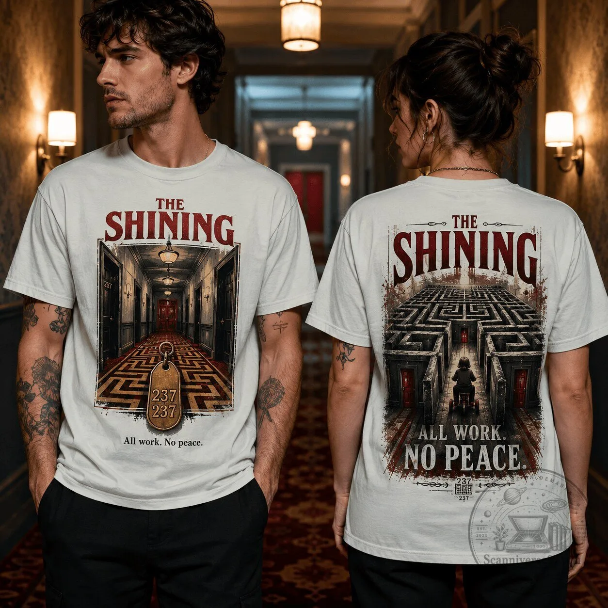 The Shining Overlook Hotel T-Shirt: All Work No Peace for a Happy Halloween 1 The Shining Overlook Hotel T-Shirt: All Work No Peace for a Happy Halloween