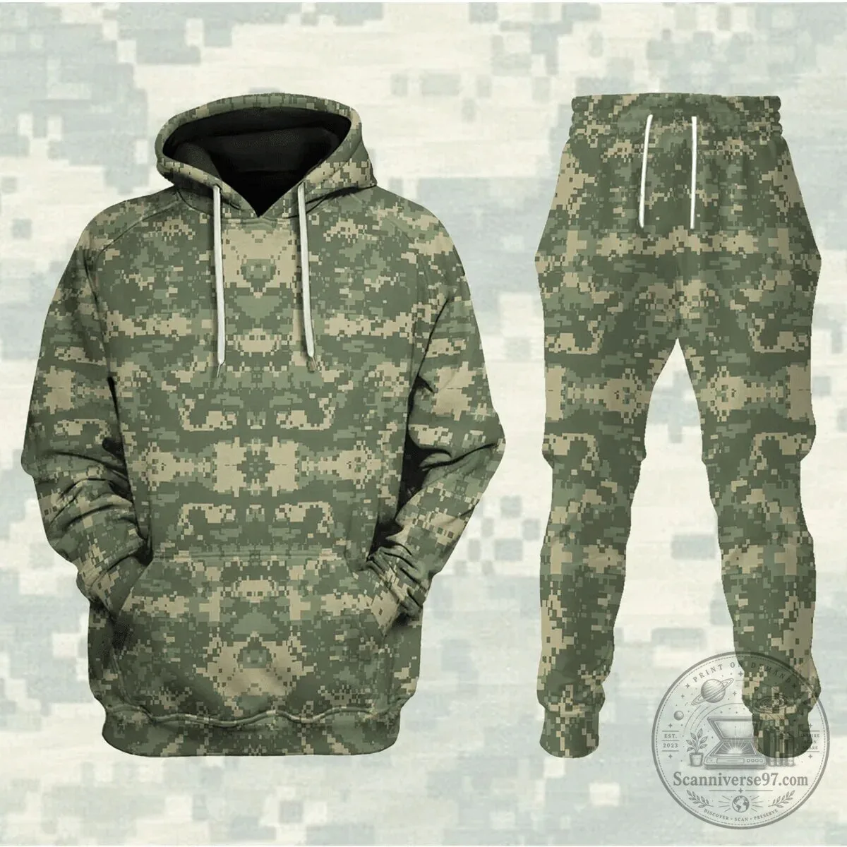 Universal Camouflage Pattern Military Style Hoodie and Jogger Pants Set