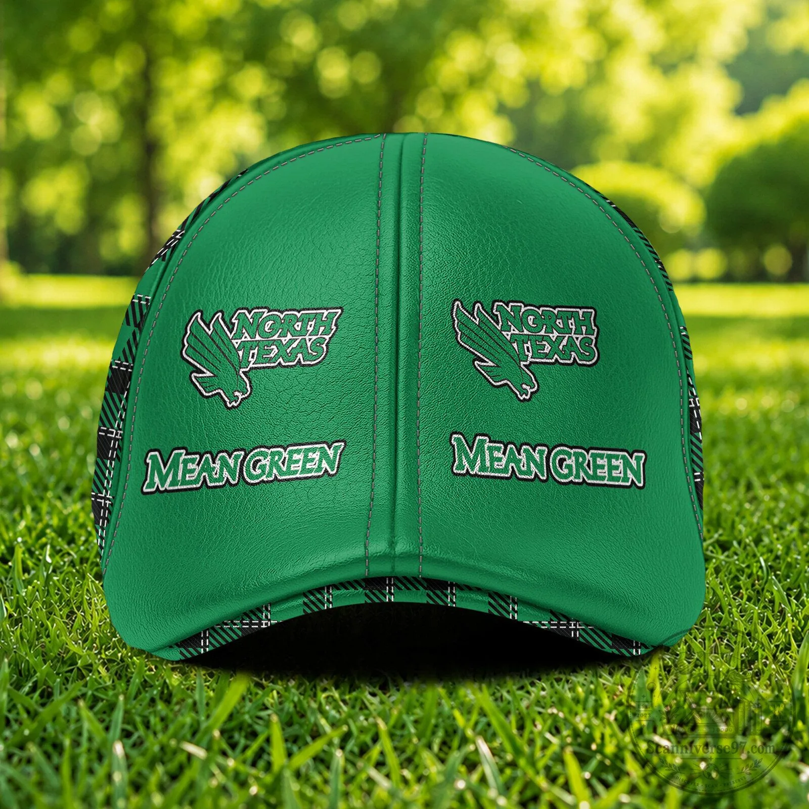 North Texas Mean Green Custom Name Green Plaid Ivy Cap 6 North Texas Mean Green Custom Name Green Plaid Ivy Cap