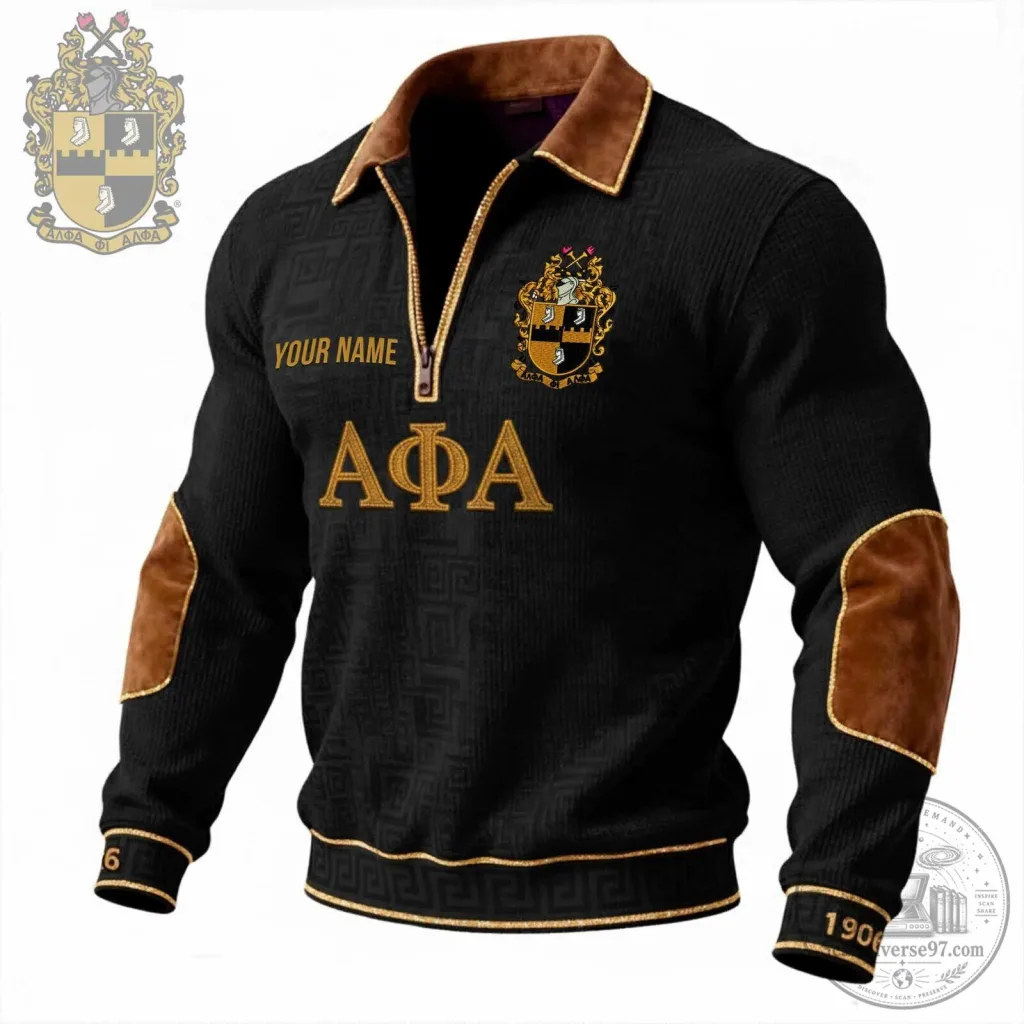 Alpha Phi Alpha Fraternity Quarter Zip Long Sleeve Polo Shirt Alpha Phi Alpha Fraternity Quarter Zip Long Sleeve Polo Shirt