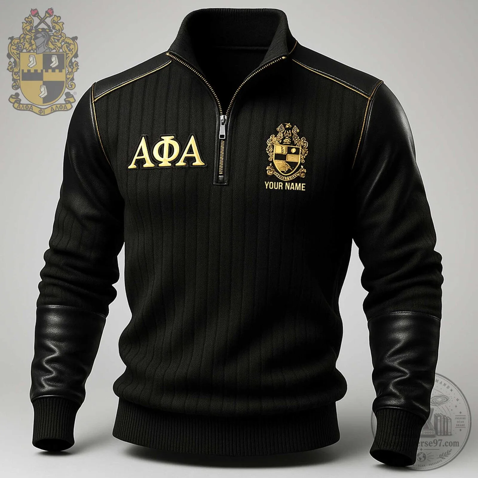 Alpha Phi Alpha Fraternity Quarter Zip Pullover Long Sleeve Shirt