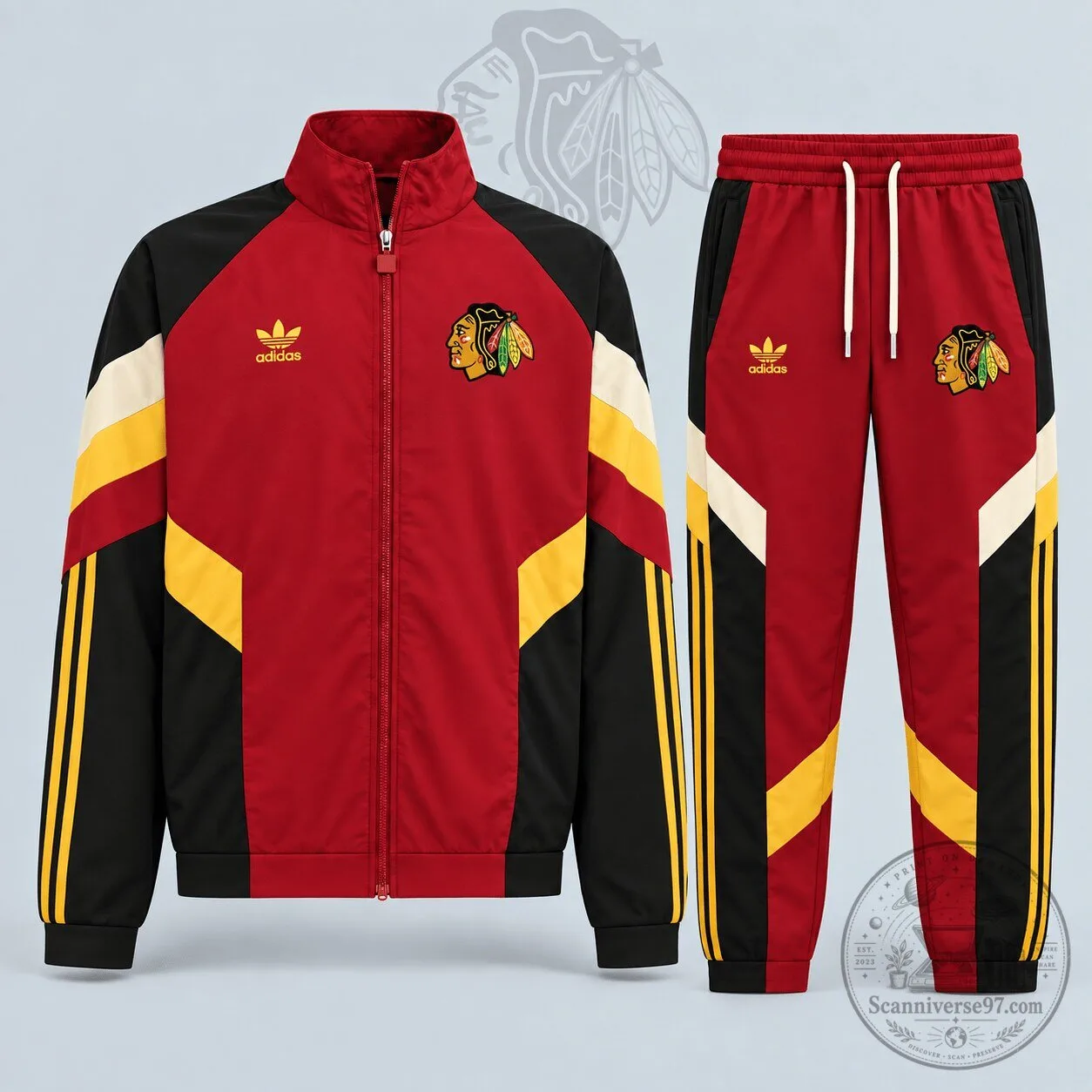 Chicago Blackhawks Adidas Retro Panel Stripe Track Jacket