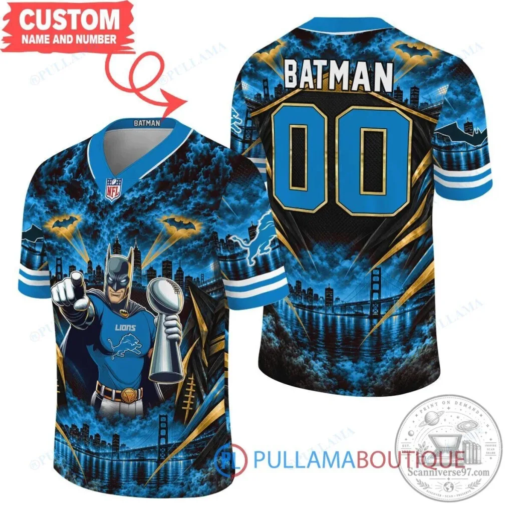 Detroit Lions Batman Super Bowl Trophy Football Jersey Detroit Lions Batman Super Bowl Trophy Football Jersey