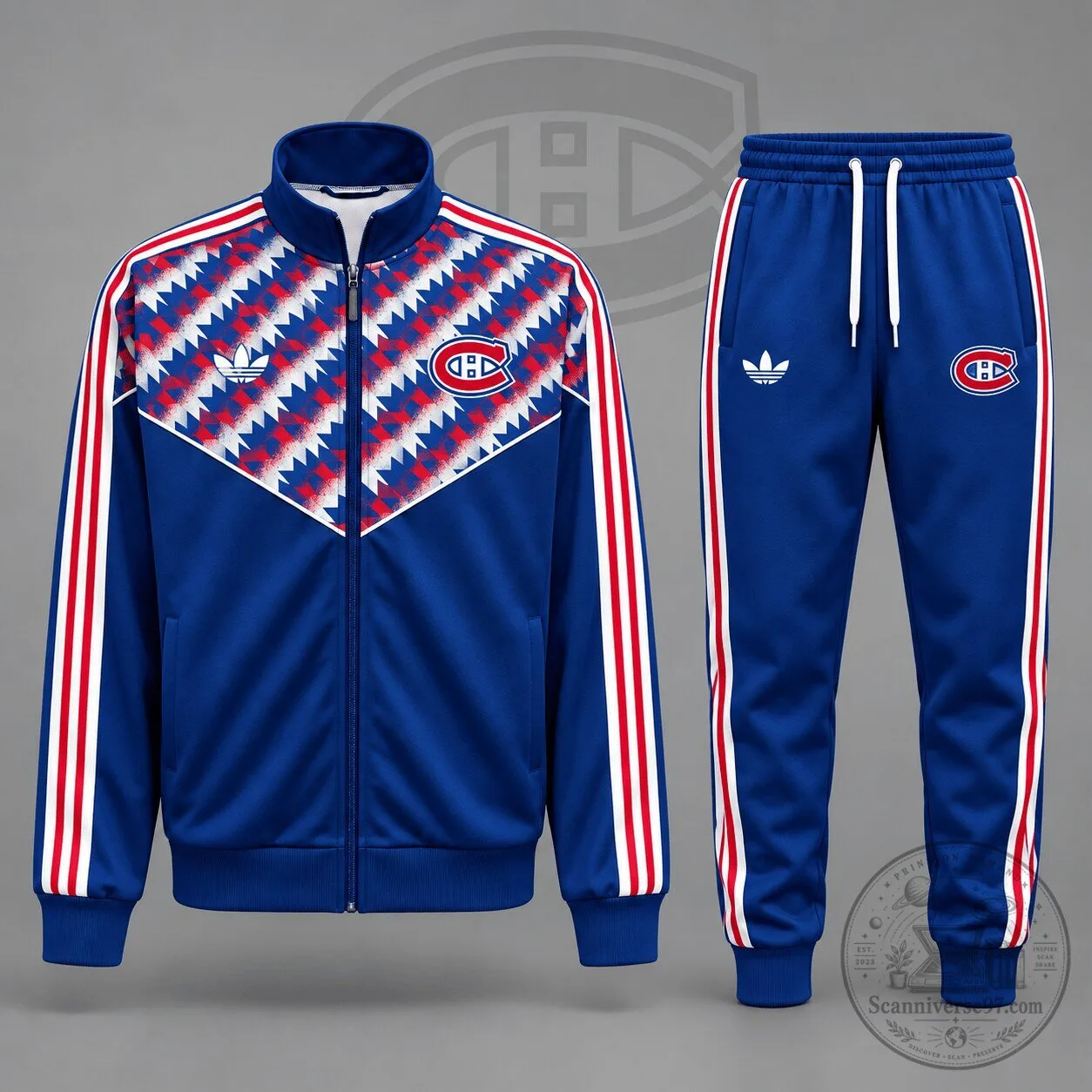 Montreal Canadiens National Hockey League Heritage Chevron Tracksuit Jacket and Jogger Pants Set