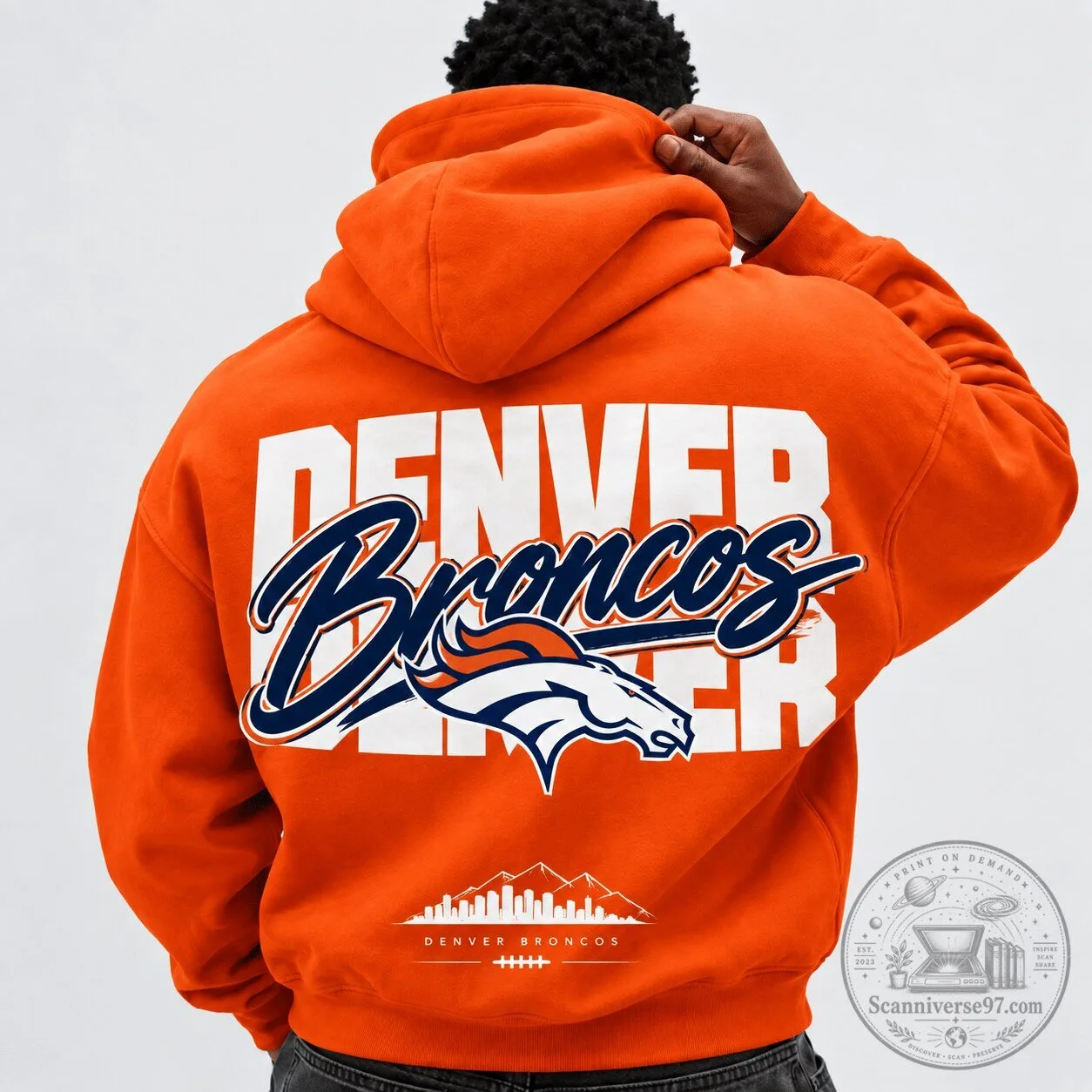 Orange Hoodie featuring Denver Broncos NFL Team Logo