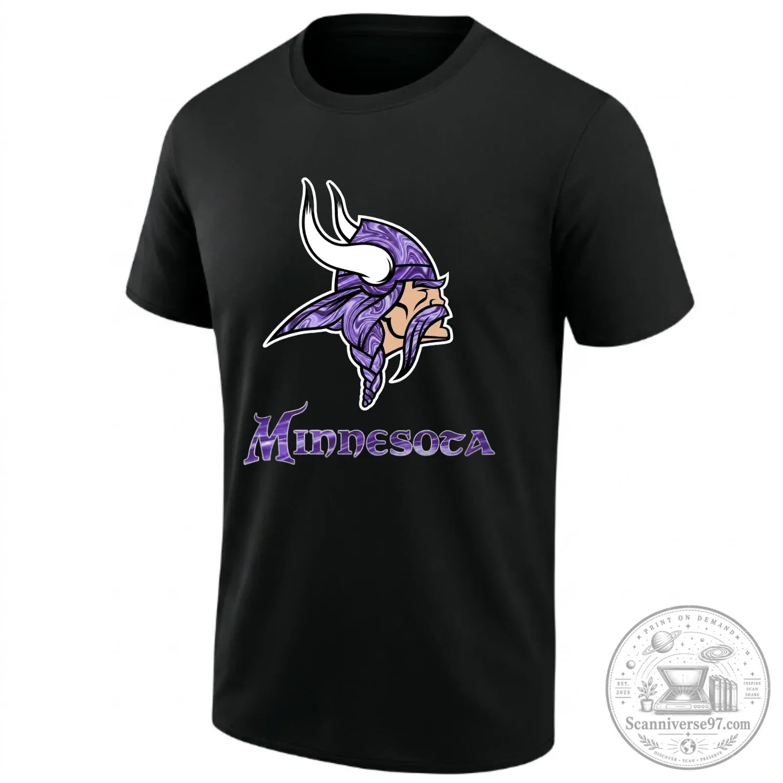 Minnesota Vikings Football Team Logo Black T-Shirt
