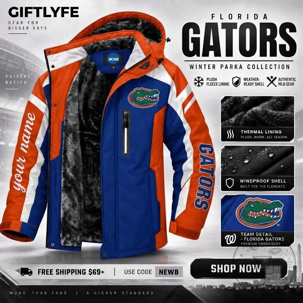 Florida Gators NCAA Winter Parka Jacket with Fleece Lining