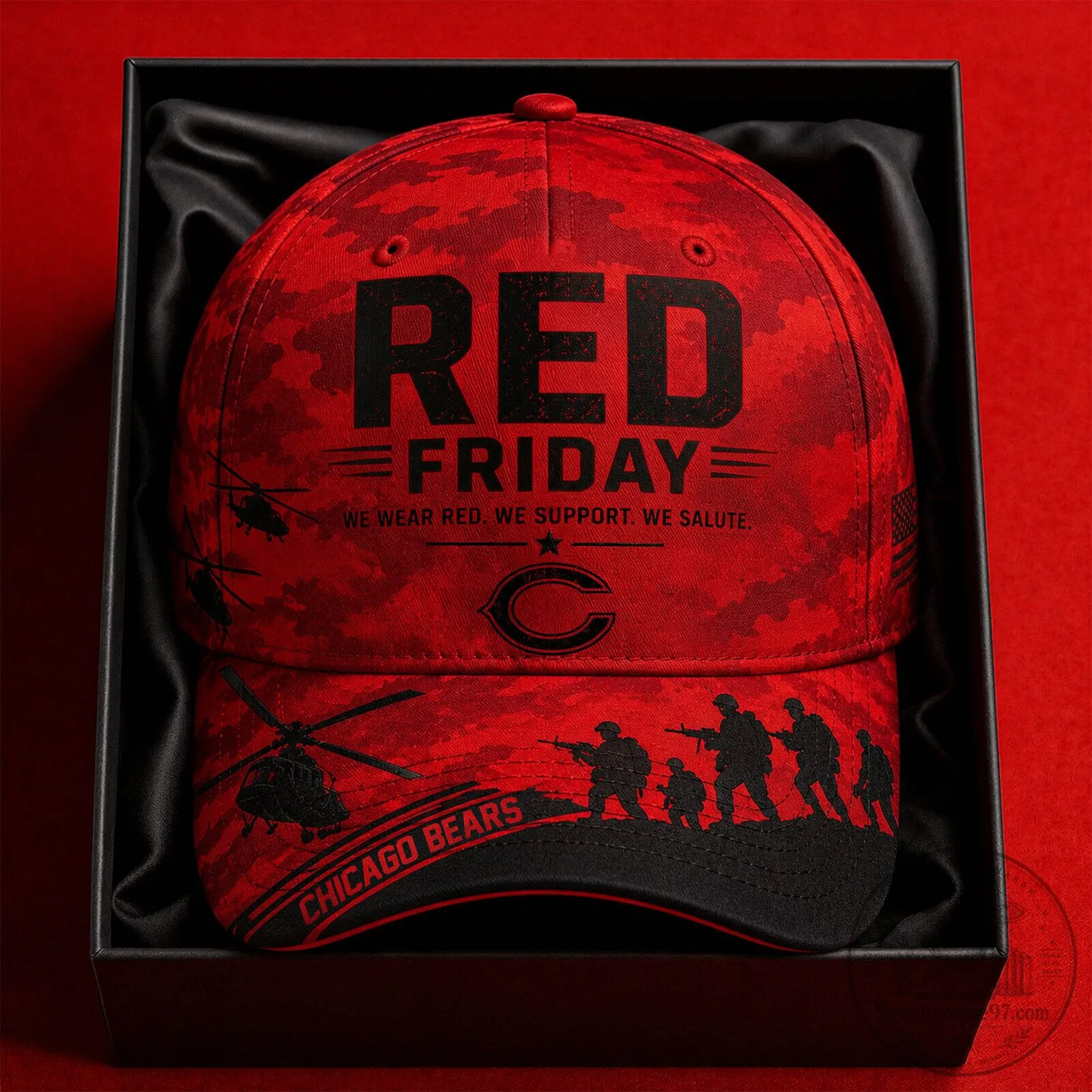 Red Friday Chicago Bears Military Support Camouflage Cap Hat