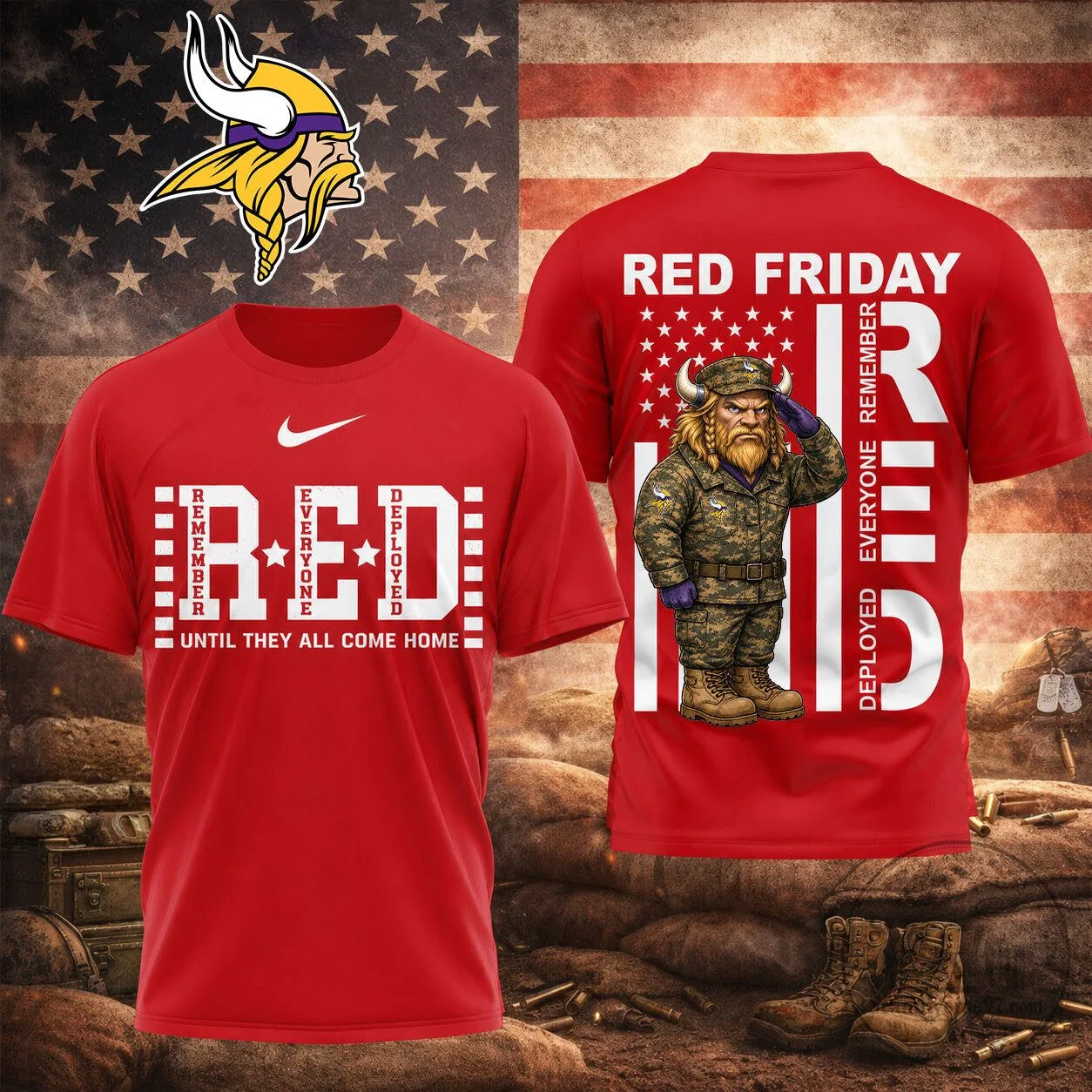 T-Shirt in Red for Friday: Honor Everyone Deployed Until Their Return Home