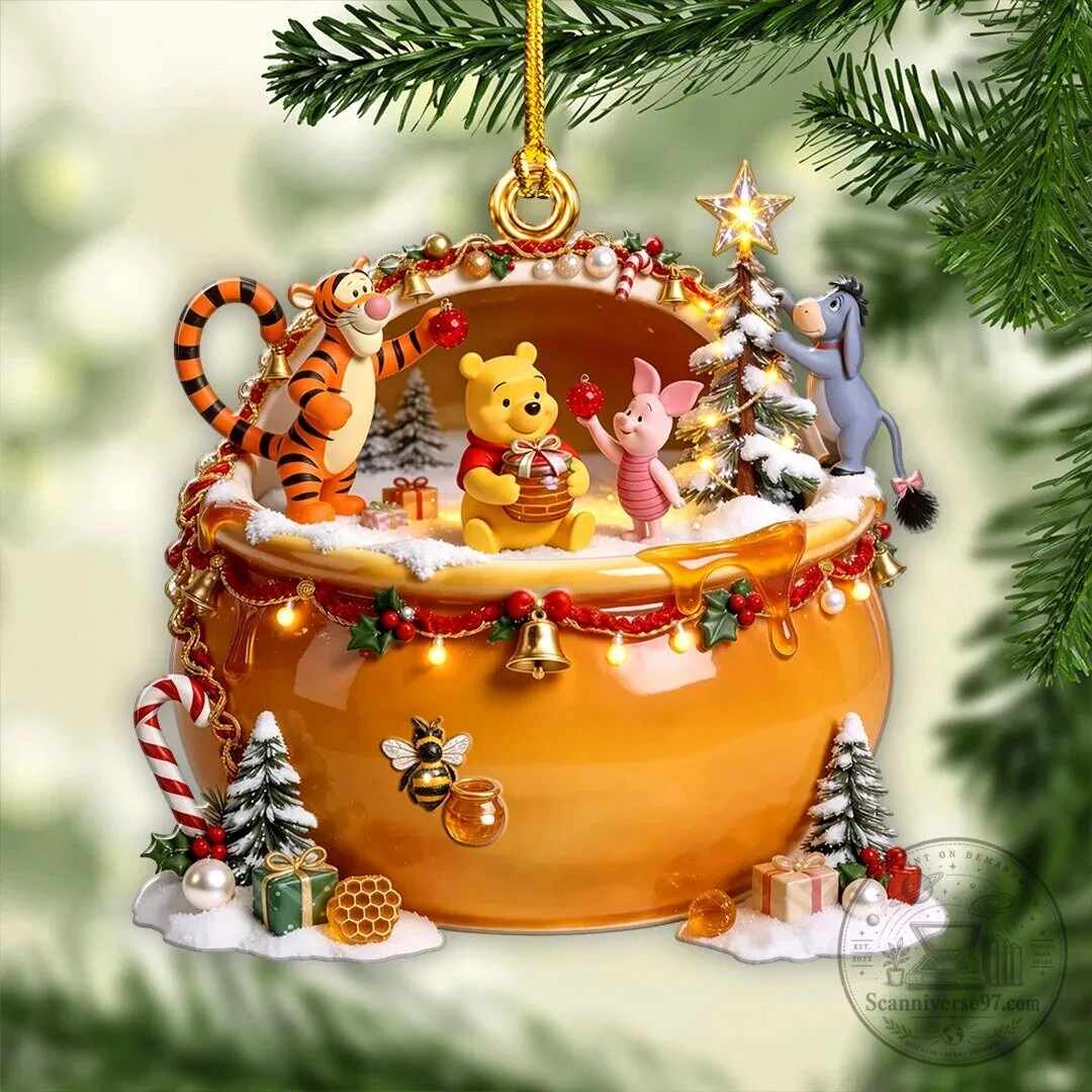 Winnie The Pooh Christmas Honey Pot Scene Ornament