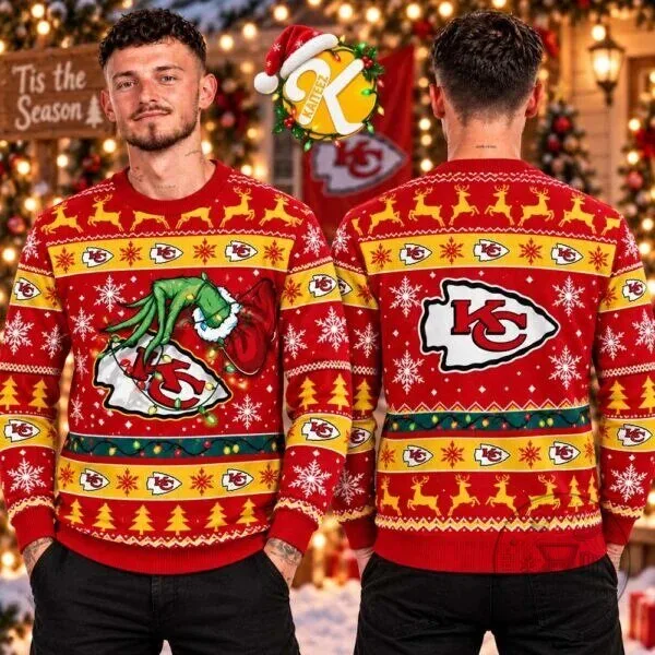 Kansas City Chiefs Grinch Christmas Ugly Sweater