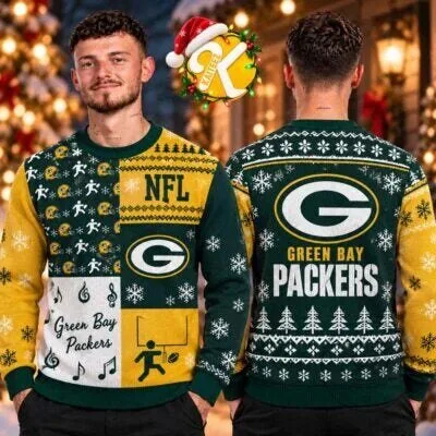 Ugly Christmas Sweater for the Holidays - Green Bay Packers NFL Design
