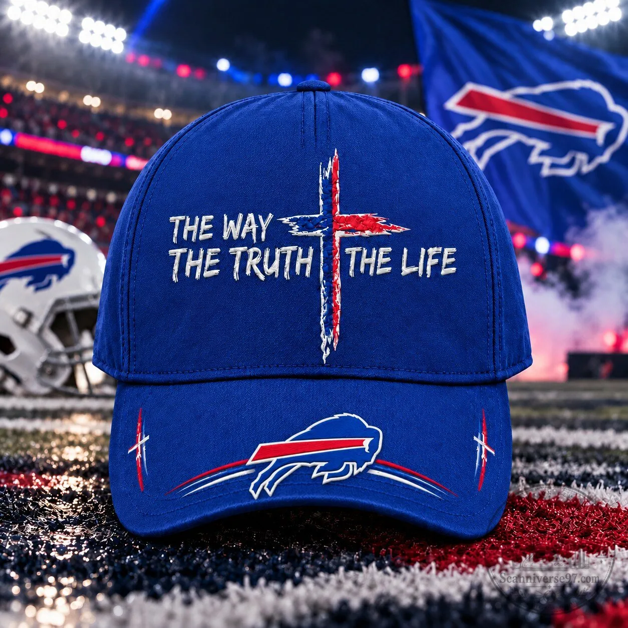 Buffalo Bills The Way The Truth The Life Faith Cross Royal Blue Baseball Cap Hat