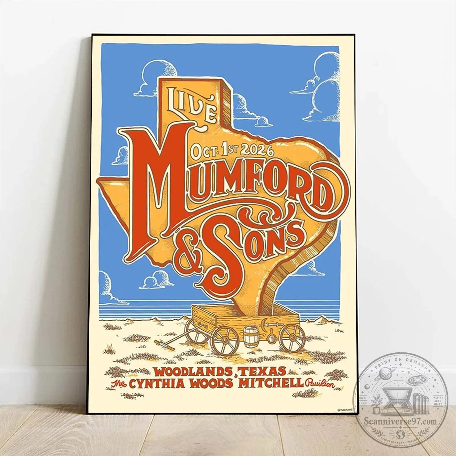 Mumford And Sons Woodlands Texas 2026 Concert Event Poster
