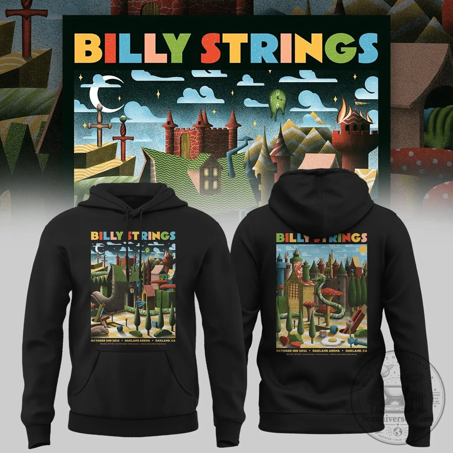Billy Strings October 2016 Oakland Arena Concert Tour Black Hoodie