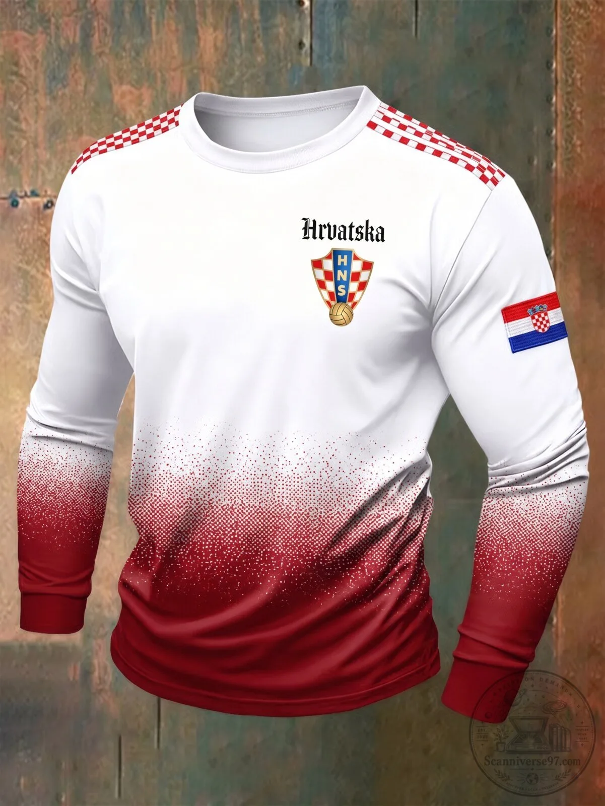 Croatia Football Team Fan Long Sleeve Shirt for Men 1 Croatia Football Team Fan Long Sleeve Shirt for Men