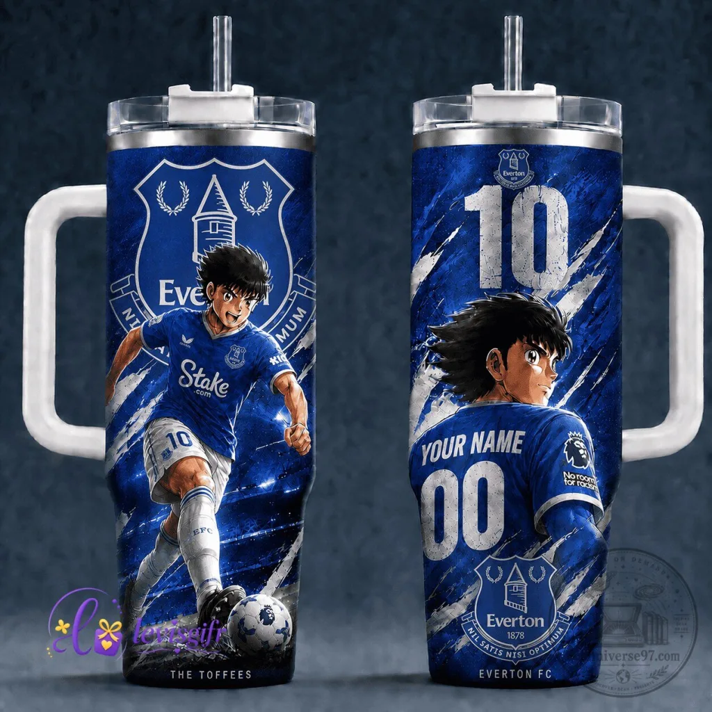 Everton Football Club Anime Art Stainless Steel Insulated Tumbler with Handle Everton Football Club Anime Art Stainless Steel Insulated Tumbler with Handle