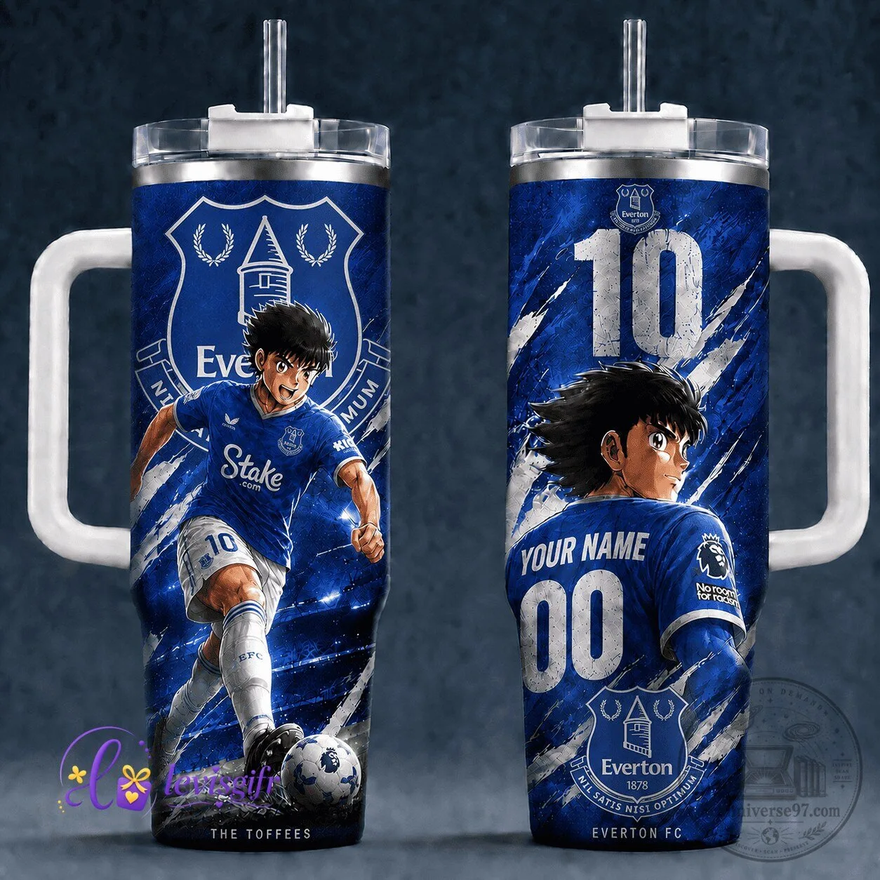 Everton Football Club Anime Art Stainless Steel Insulated Tumbler with Handle