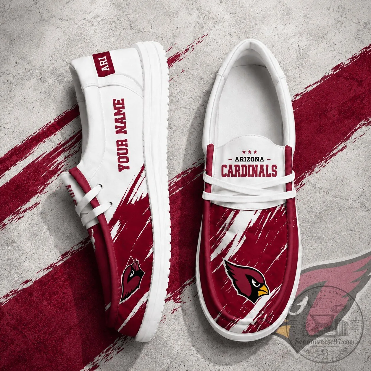 Arizona Cardinals Personalized Custom Name Slip-On Shoes