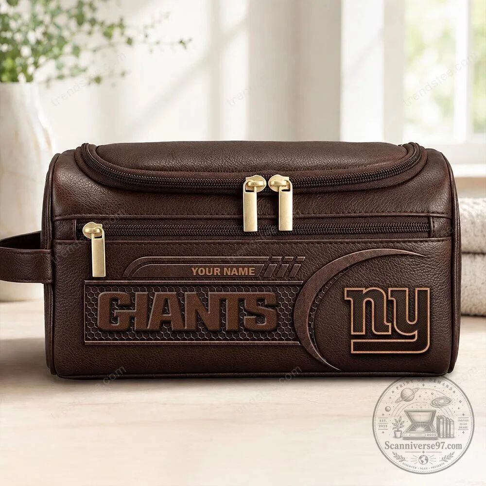 New York Giants Personalized Leather Travel Bag