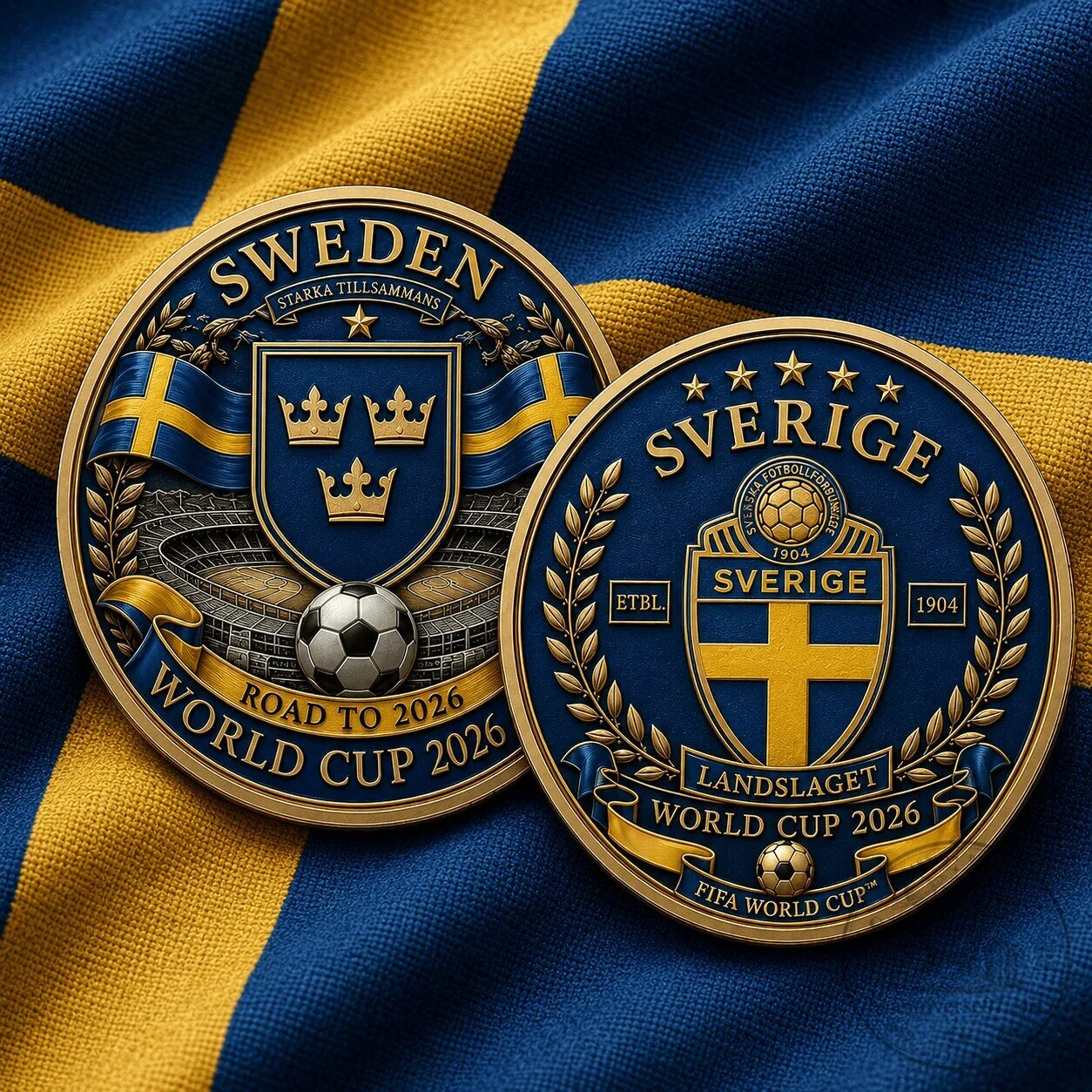 Sweden Football World Cup 2026 Commemorative Gold Plated Coin