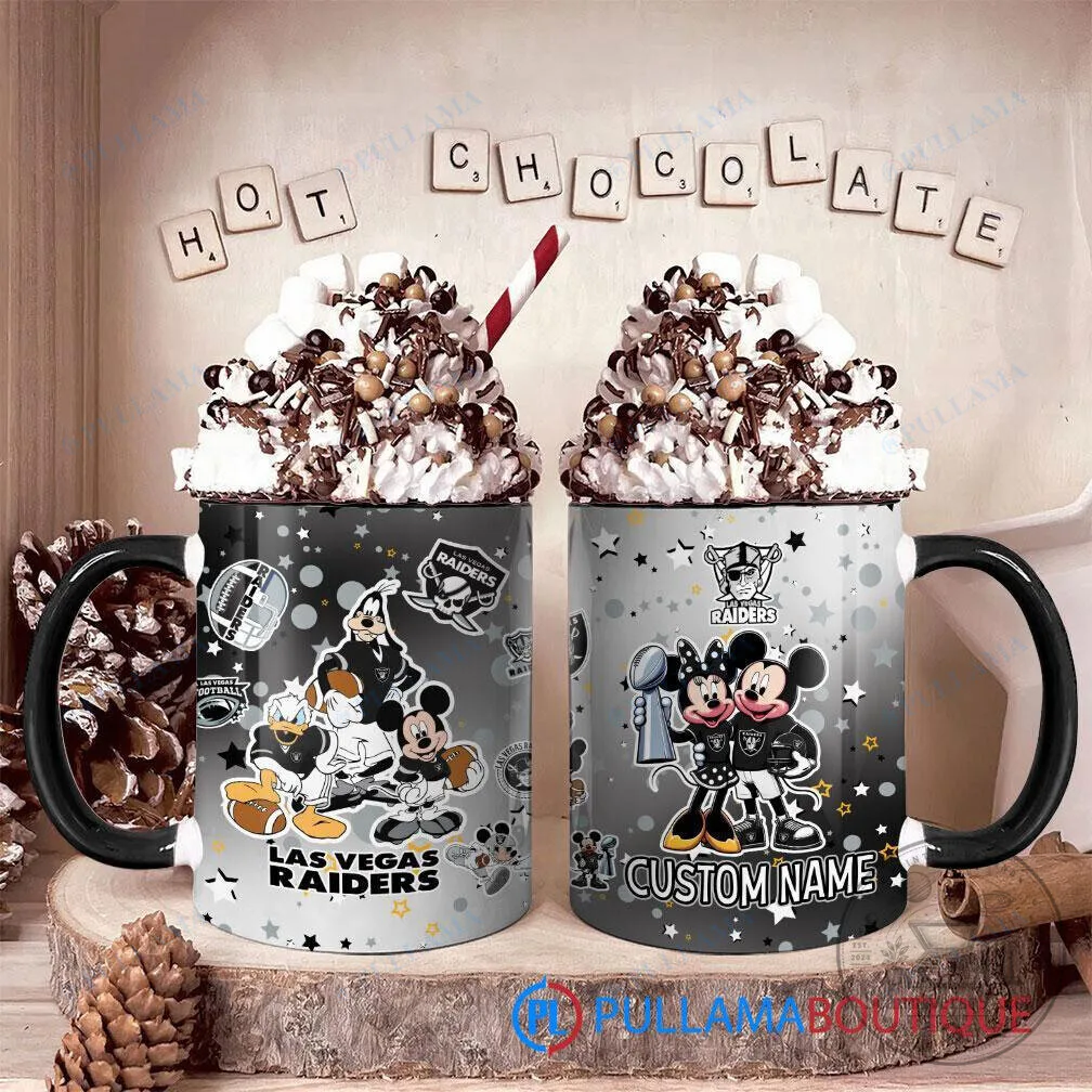 Las Vegas Raiders Mickey Mouse Minnie Mouse Super Bowl Trophy Custom Accent Mug