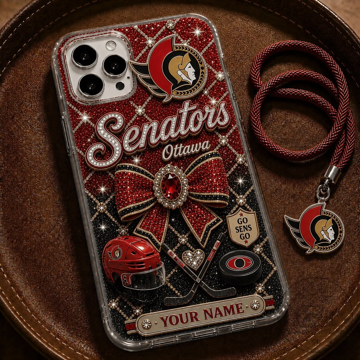 Ottawa Senators NHL Hockey Team Custom Name Bling Phone Case