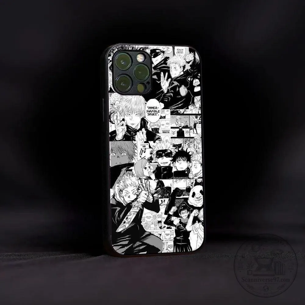Jujutsu Kaisen Anime Manga Collage Black and White Phone Case