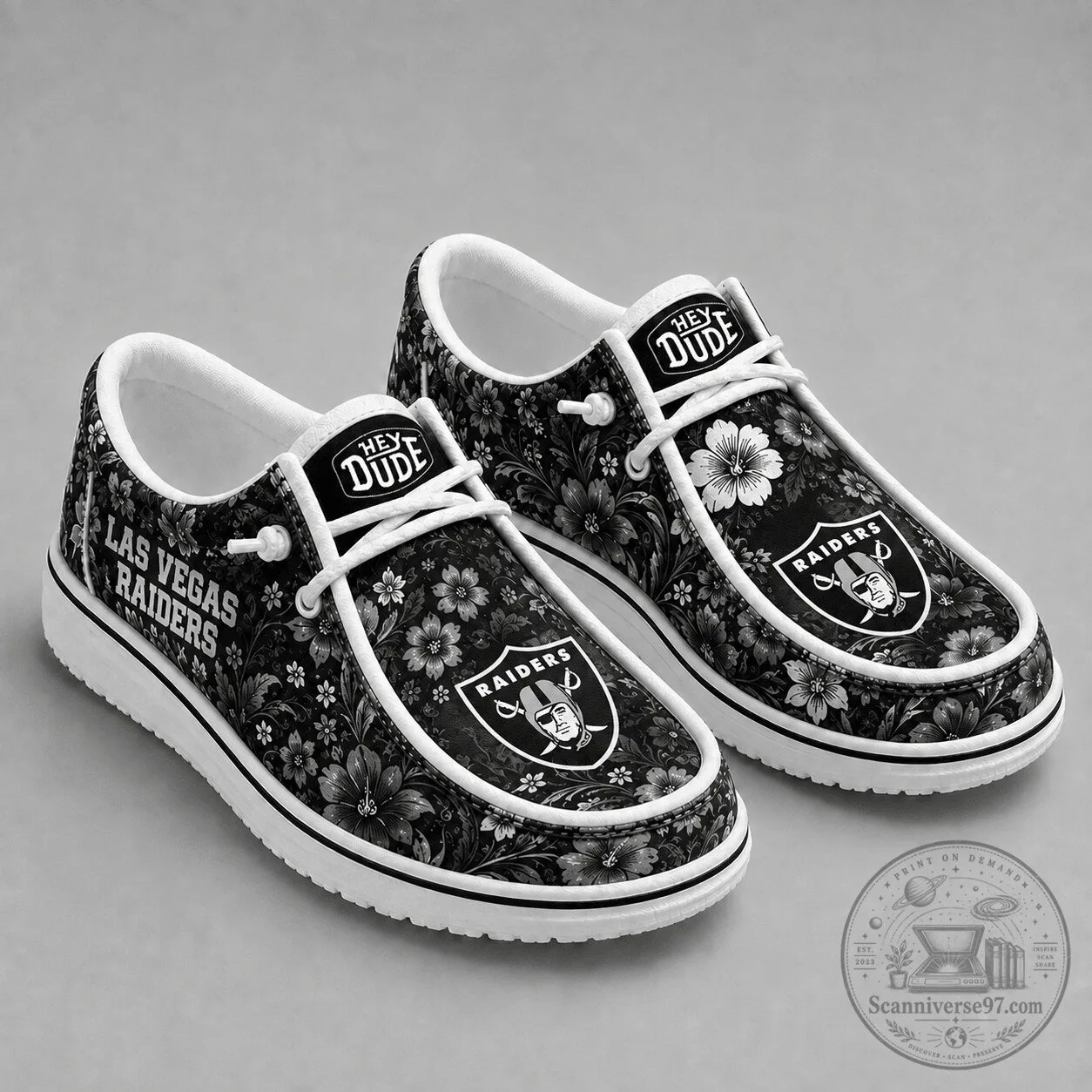 Floral Loafer Shoes Featuring Las Vegas Raiders Team Logo for Ultimate Comfort