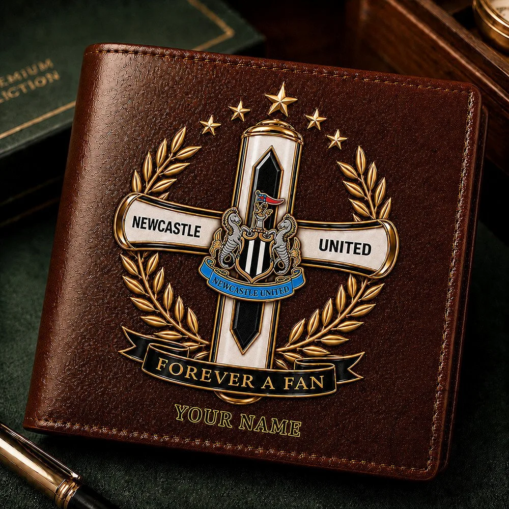 Newcastle United Football Club Cross Emblem Brown Leather Wallet