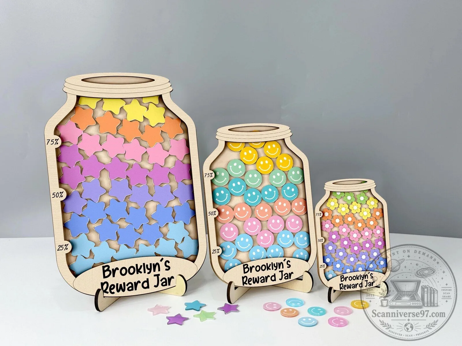 Personalized Kids Reward Jar with Star Tokens, Classroom Behavior Management System 15 Personalized Kids Reward Jar with Star Tokens, Classroom Behavior Management System