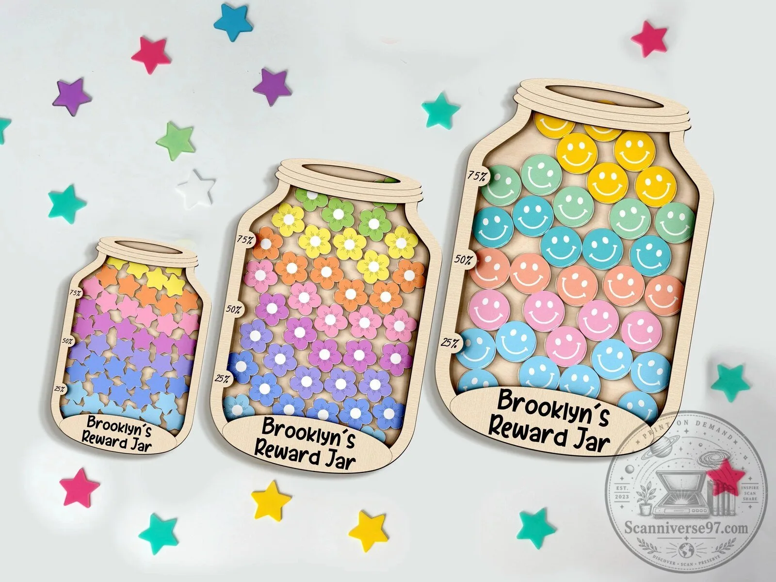 Personalized Kids Reward Jar with Star Tokens, Classroom Behavior Management System 16 Personalized Kids Reward Jar with Star Tokens, Classroom Behavior Management System