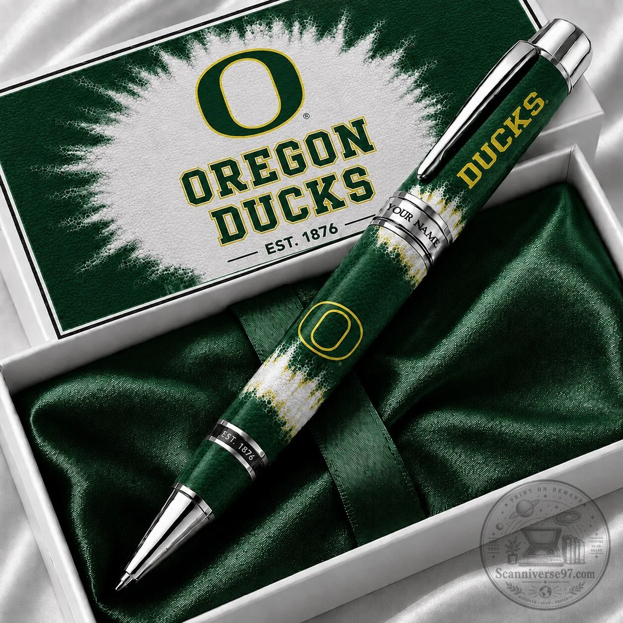 University of Oregon Ducks NCAA Green White Custom Name Ballpoint Pen