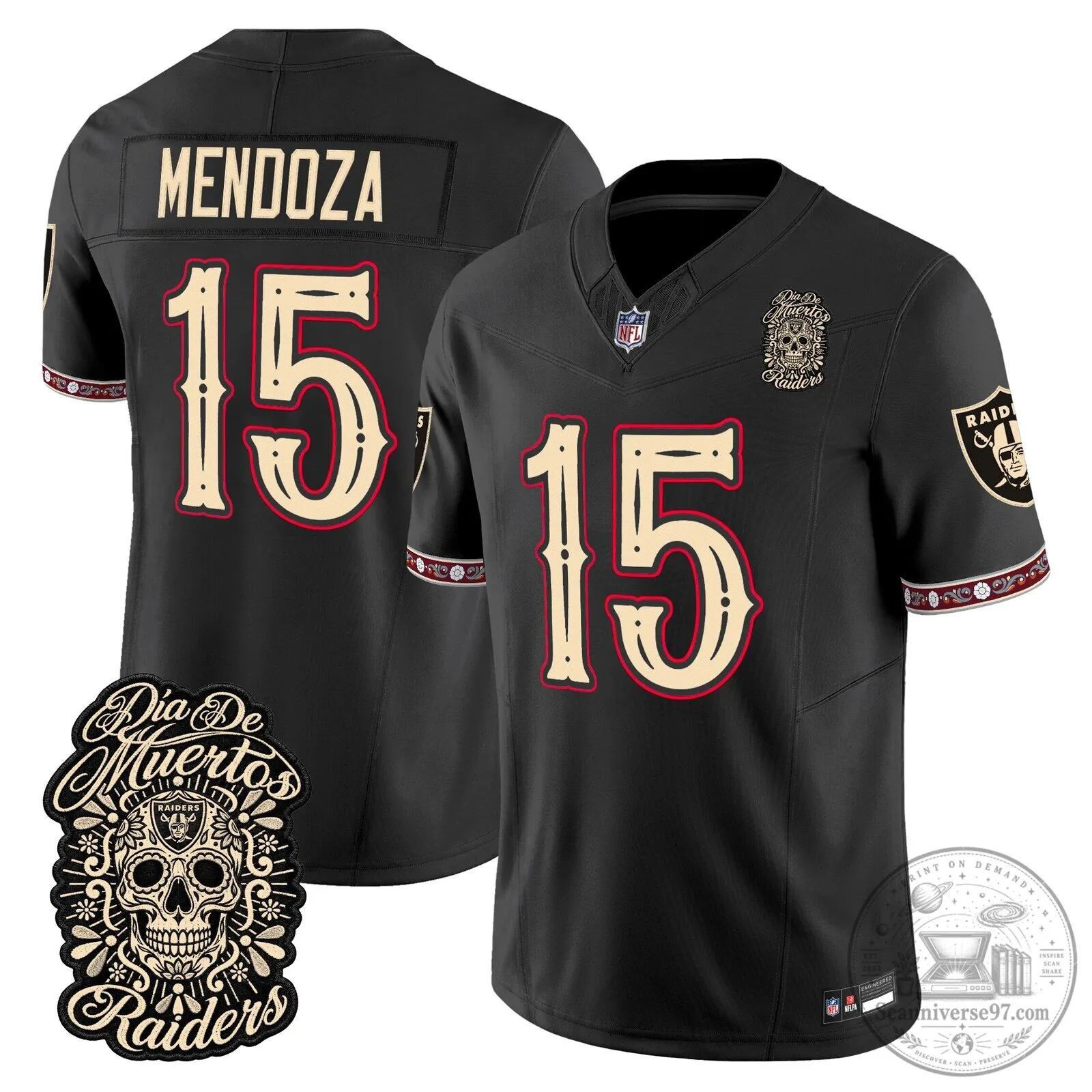 Las Vegas Raiders Dia de los Muertos Mendoza Football Jersey