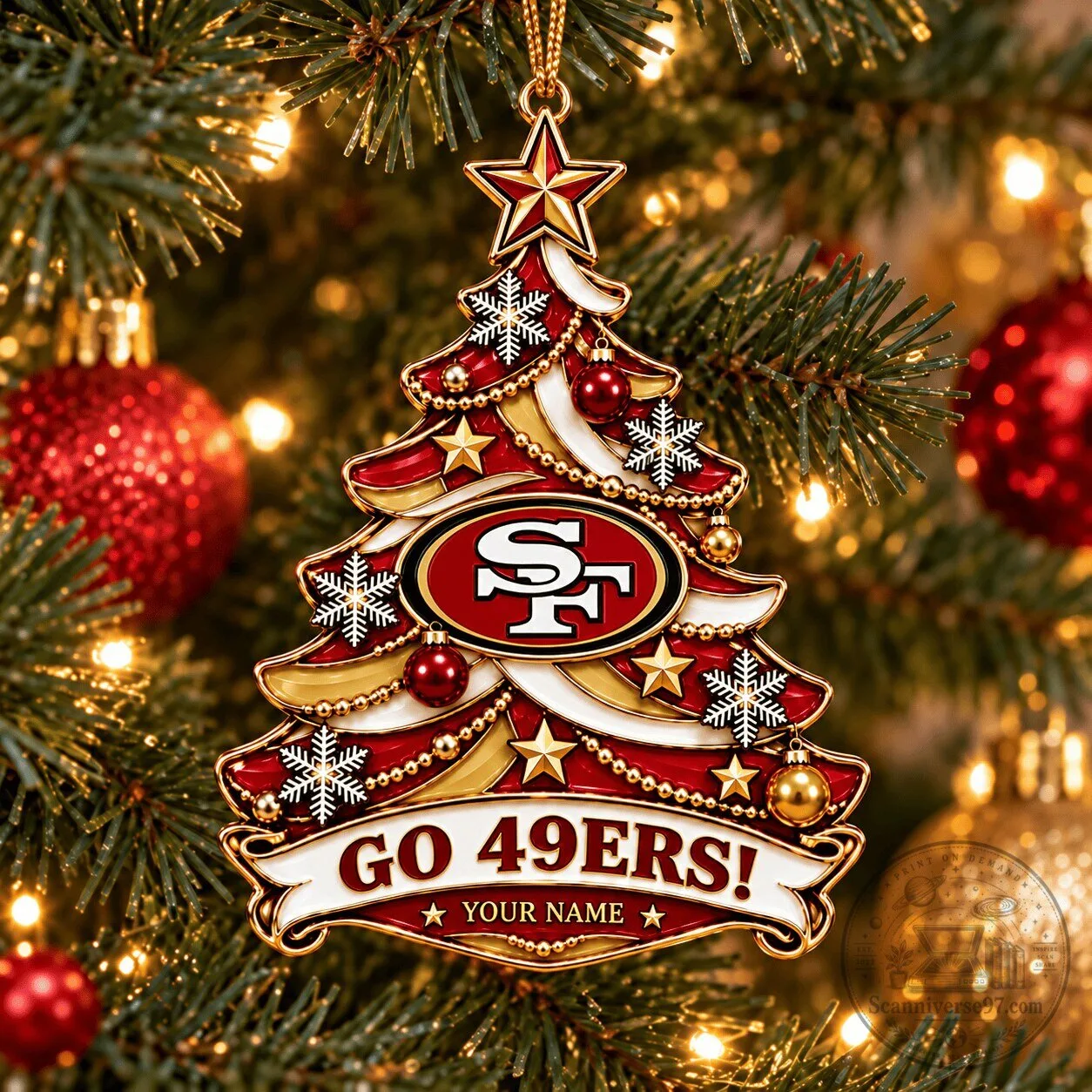 San Francisco 49ers Christmas Tree Ornament with Custom Name