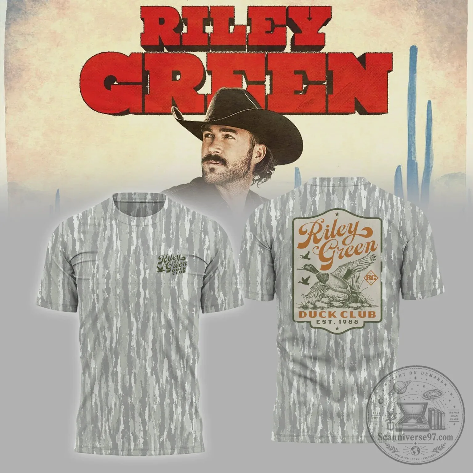 Riley Green Duck Club Est 1988 Country Music Fan T-Shirt