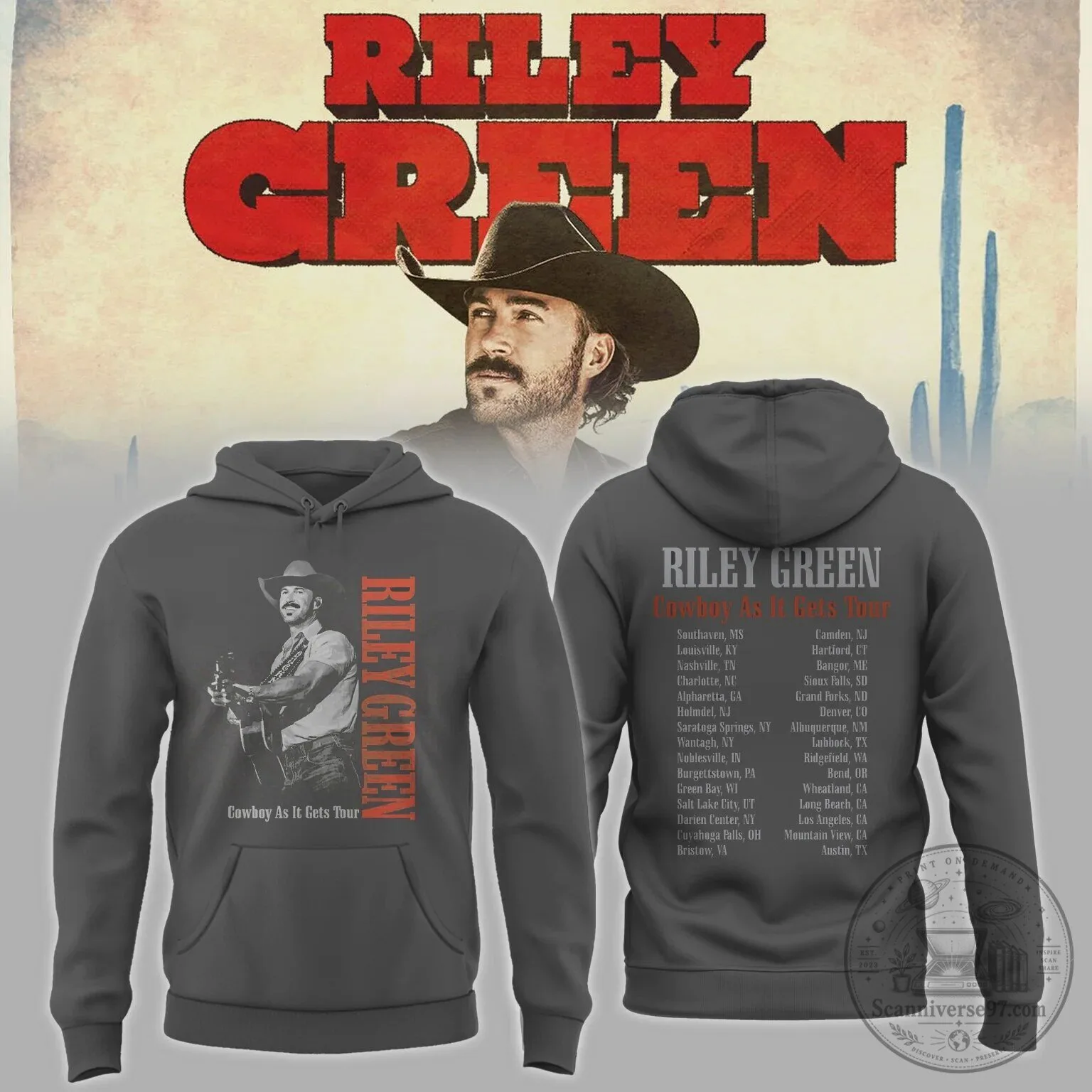 2026 Edition Hoodie for Riley Green's Cowboy As It Gets Tour