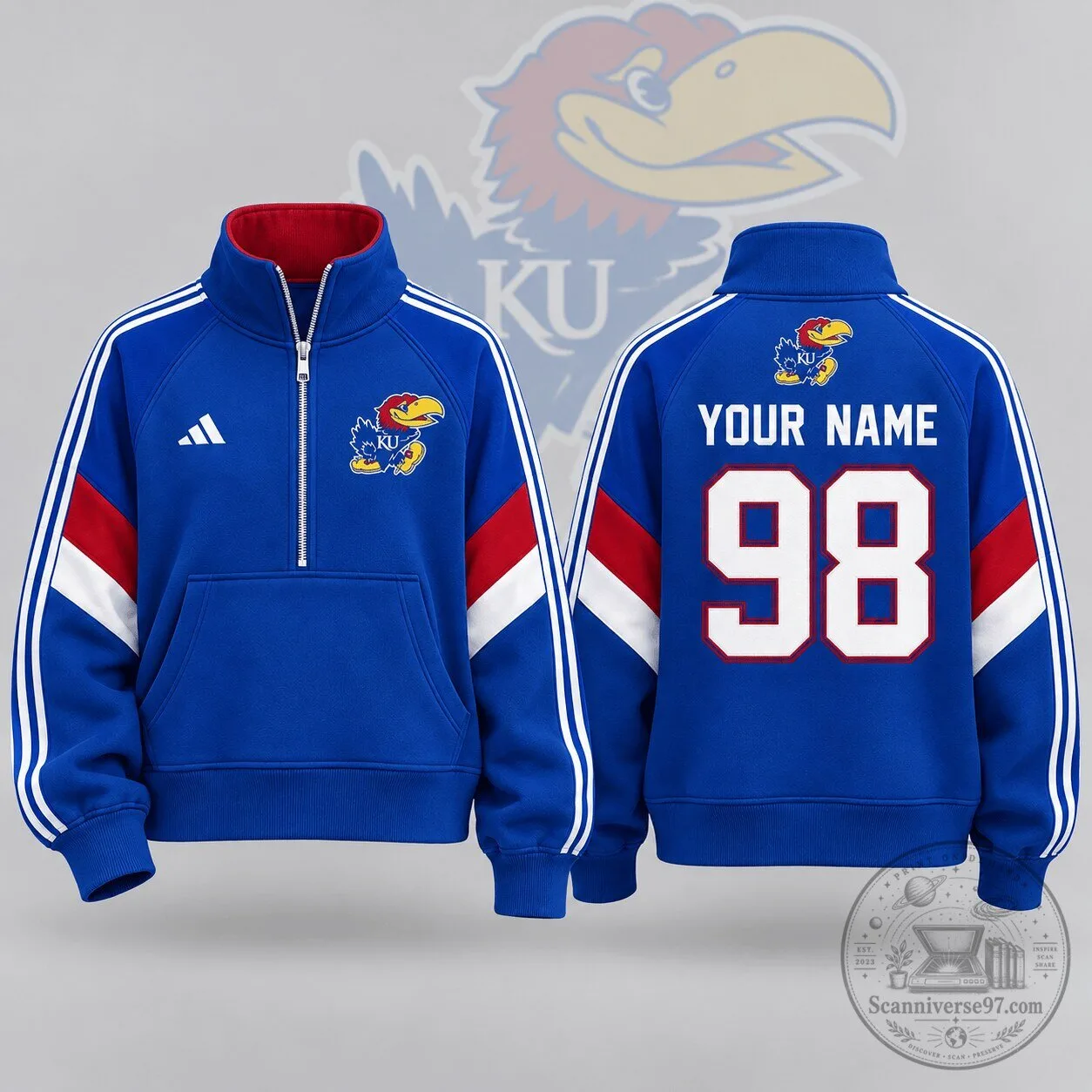 Kansas Jayhawks NCAA Personalized Rivalry Edition Quarter Zip Sweatshirt 1 Kansas Jayhawks NCAA Personalized Rivalry Edition Quarter Zip Sweatshirt