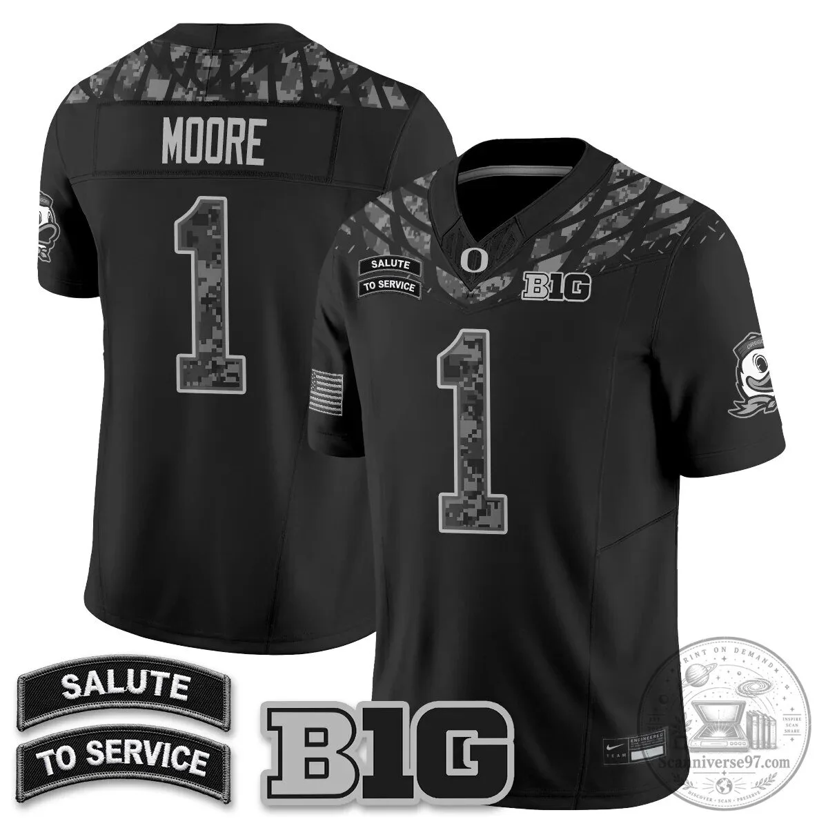 Black Football Jersey for Oregon Ducks Salute to Service 45 Black Football Jersey for Oregon Ducks Salute to Service