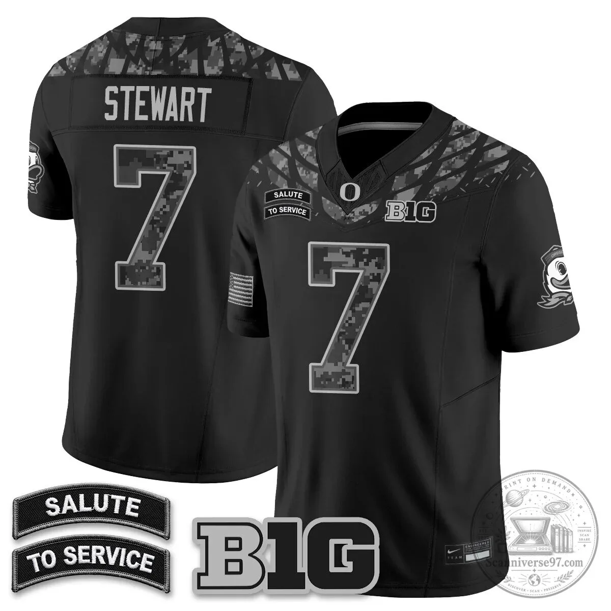 Black Football Jersey for Oregon Ducks Salute to Service 46 Black Football Jersey for Oregon Ducks Salute to Service