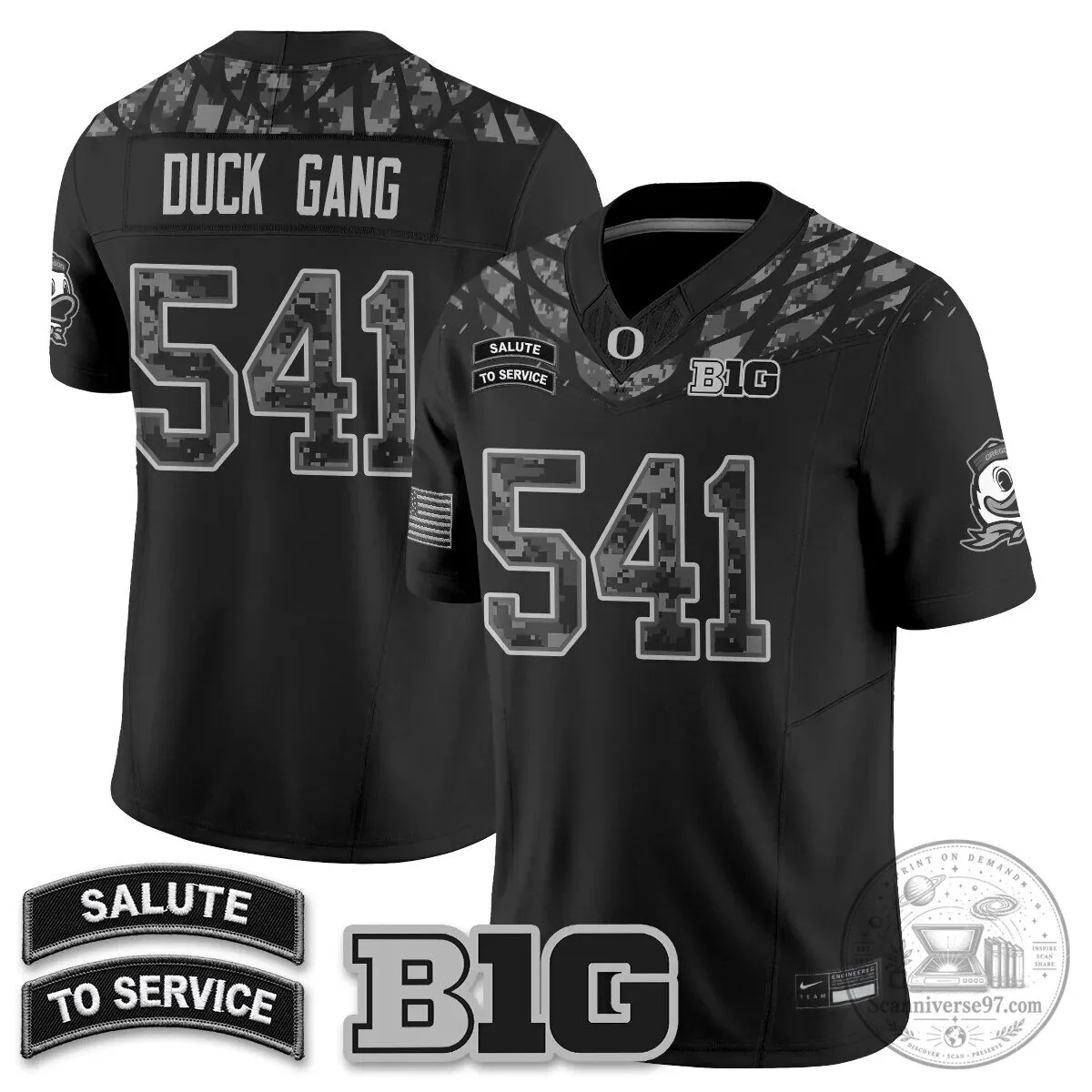 Black Football Jersey for Oregon Ducks Salute to Service 52 Black Football Jersey for Oregon Ducks Salute to Service