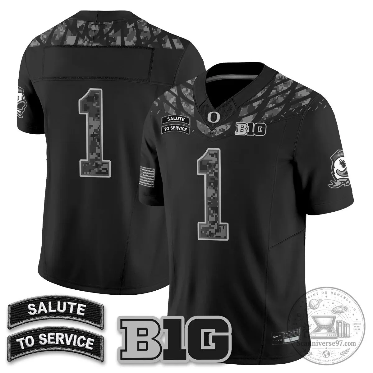 Black Football Jersey for Oregon Ducks Salute to Service 53 Black Football Jersey for Oregon Ducks Salute to Service