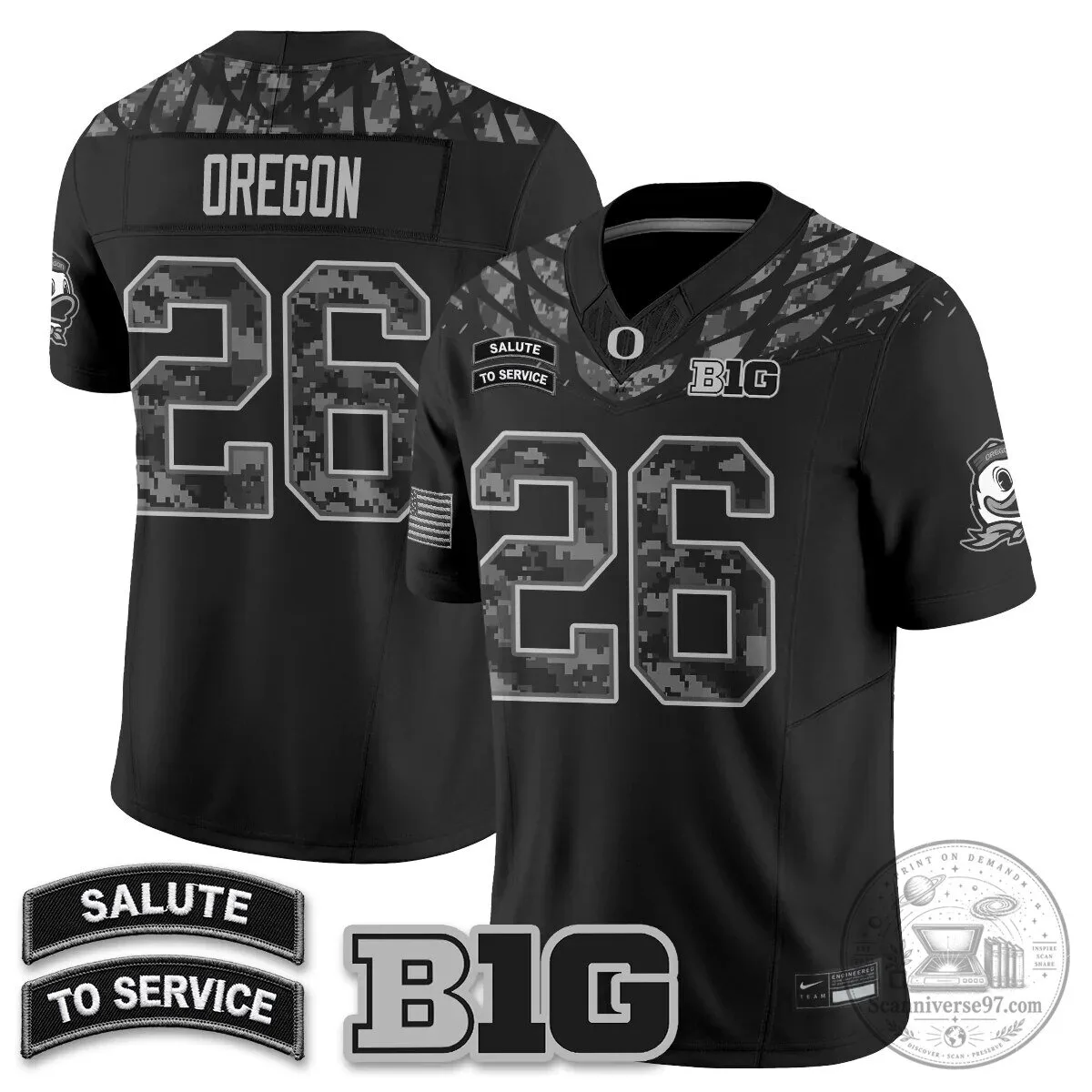 Black Football Jersey for Oregon Ducks Salute to Service 54 Black Football Jersey for Oregon Ducks Salute to Service