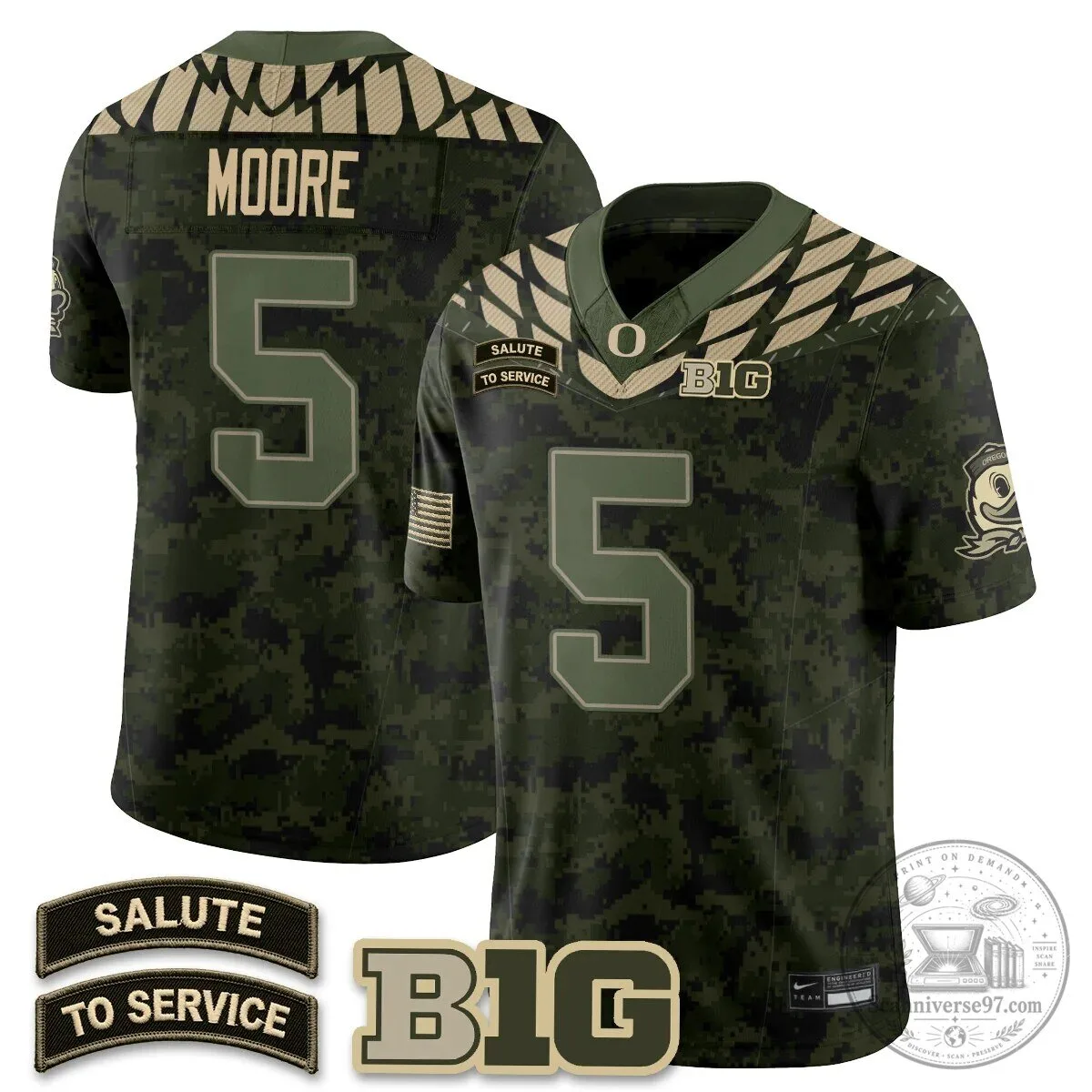 Black Football Jersey for Oregon Ducks Salute to Service 55 Black Football Jersey for Oregon Ducks Salute to Service