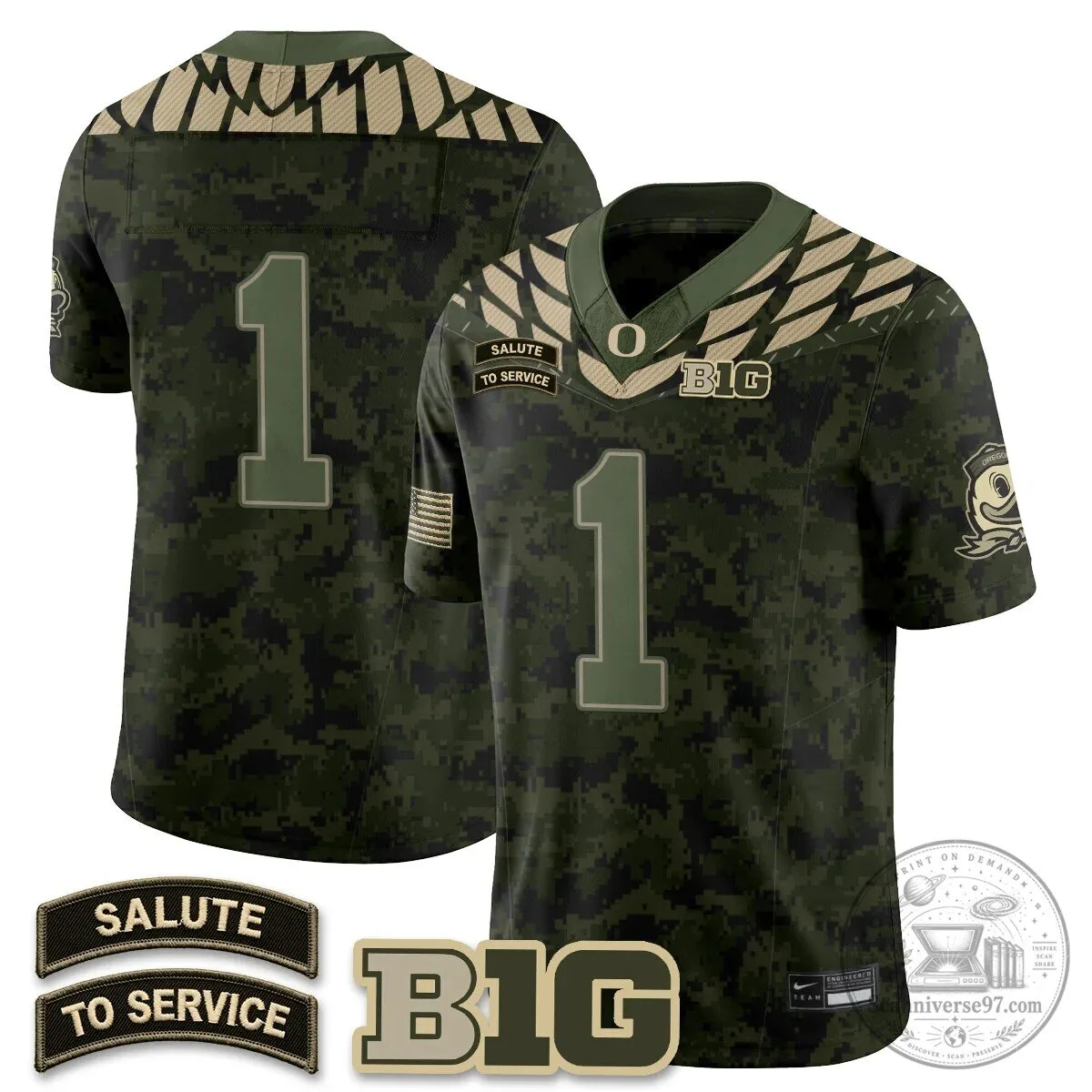 Black Football Jersey for Oregon Ducks Salute to Service 64 Black Football Jersey for Oregon Ducks Salute to Service