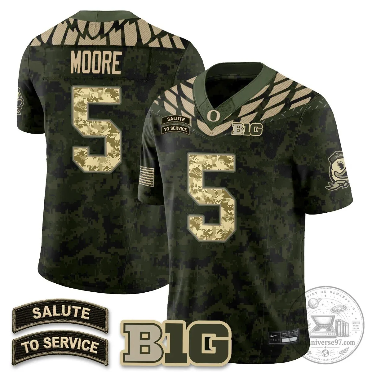 Black Football Jersey for Oregon Ducks Salute to Service 66 Black Football Jersey for Oregon Ducks Salute to Service