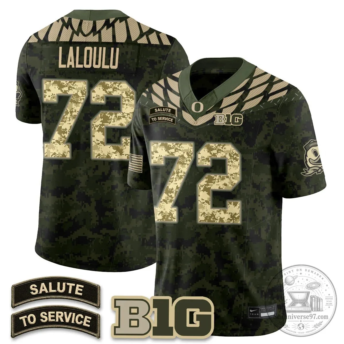 Black Football Jersey for Oregon Ducks Salute to Service 71 Black Football Jersey for Oregon Ducks Salute to Service