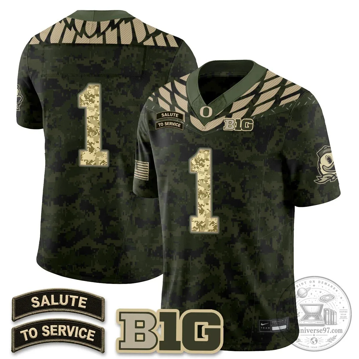 Black Football Jersey for Oregon Ducks Salute to Service 75 Black Football Jersey for Oregon Ducks Salute to Service