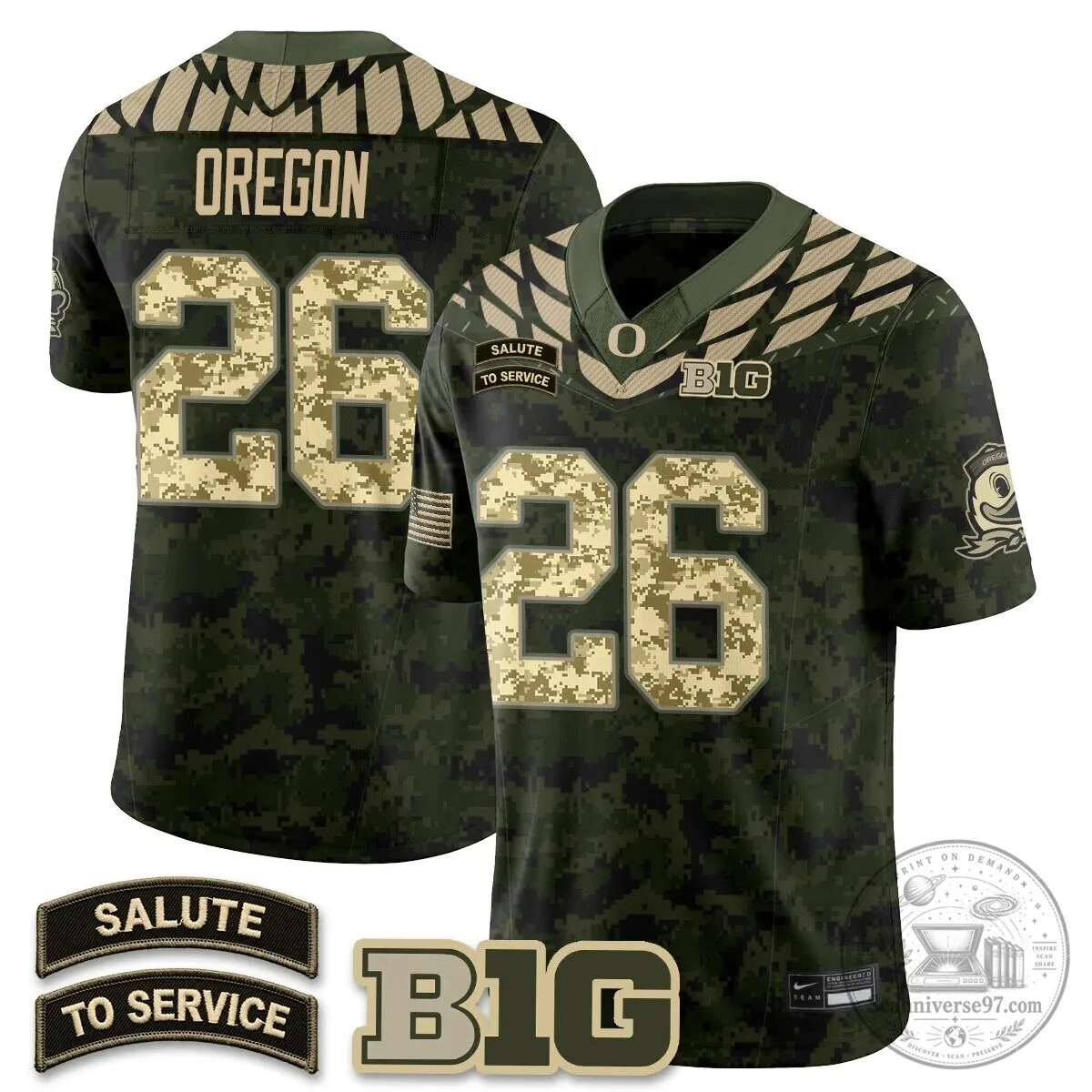 Black Football Jersey for Oregon Ducks Salute to Service 76 Black Football Jersey for Oregon Ducks Salute to Service
