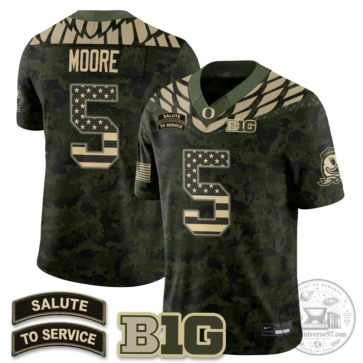 Black Football Jersey for Oregon Ducks Salute to Service 77 Black Football Jersey for Oregon Ducks Salute to Service